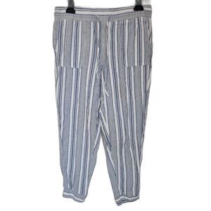 Per Se Linen Blend Striped Capri Pants